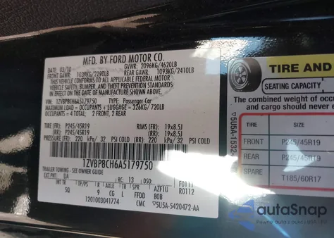 2010 Ford Mustang Gt/Gt Premium from USA, damaged, VIN 1ZVBP8CH6A5179750